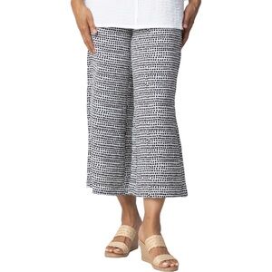 Habitat Black and White Polka Dot Wide Leg Cropped Pants Pull On EUC